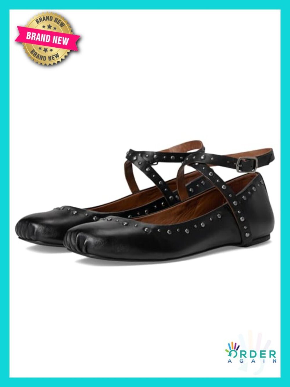Grace Gems Ballet Flats - Leather, Studded, Adjustable Buckles